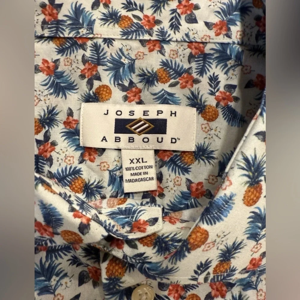 Joseph Abboud Hawaiian Shirt Floral Print Camp Collar Short Sleeve Men XXL